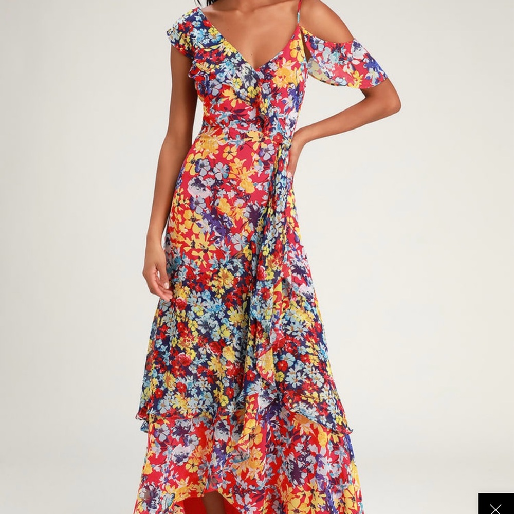 LULU’S Multicolor Asymmetrical Floral Dress